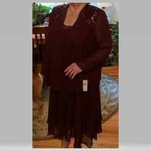 MOB EMBELLISHED 2 PC BURGUNDY DRESS